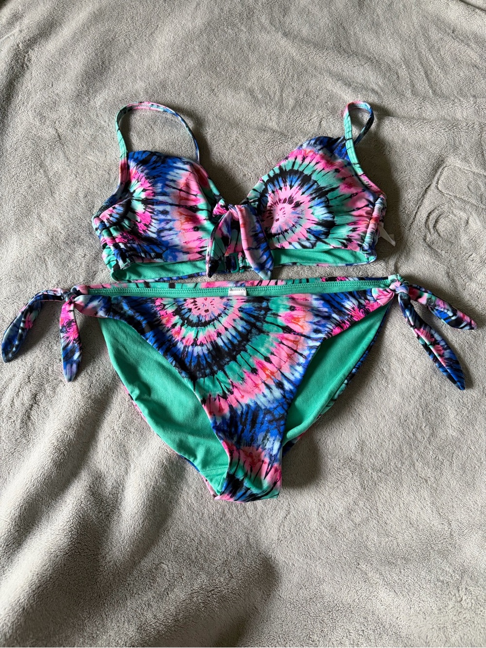 No Boundaries Tie-Dye Two-Piece Bikini - Green, Pink & Blue